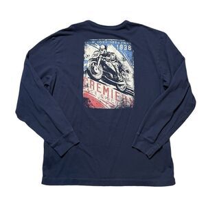 CREMIEUX Moto Long Sleeve T-Shirt Navy Blue Size Medium